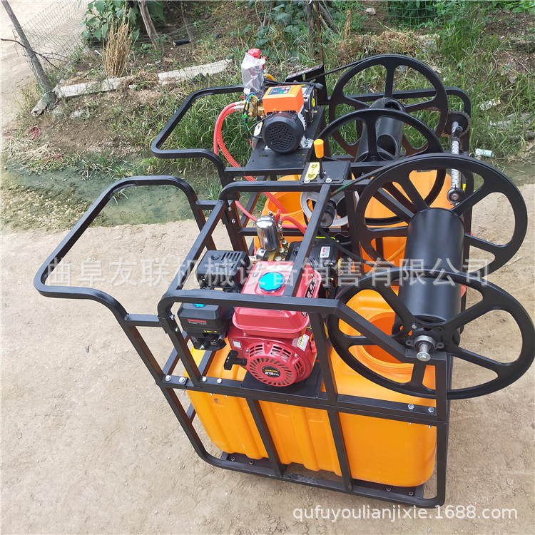 养殖消毒打药机 苗圃花圃手推式喷药车 果树高压拉管打药机67