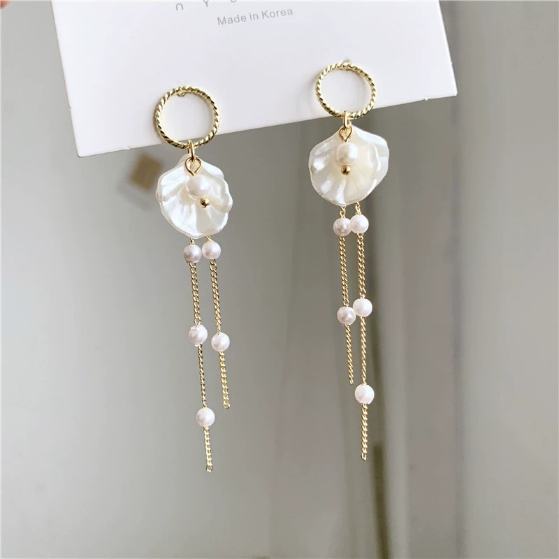 Серебряная игла, серьги из жемчуга с кисточками, серебро 925 пробы, цветочные, приталенные
