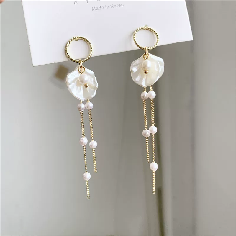Серебряная игла, серьги из жемчуга с кисточками, серебро 925 пробы, цветочные, приталенные