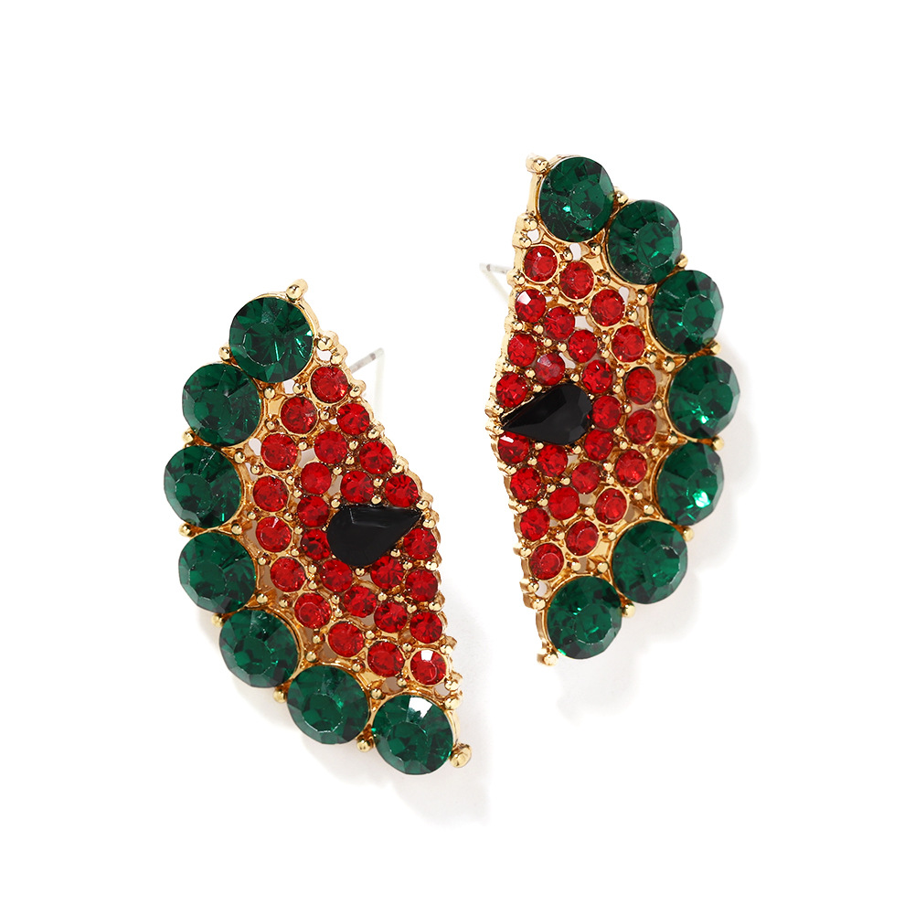 Cool Sweet Fruit Earrings Fashion Watermelon Diamond Earrings display picture 7