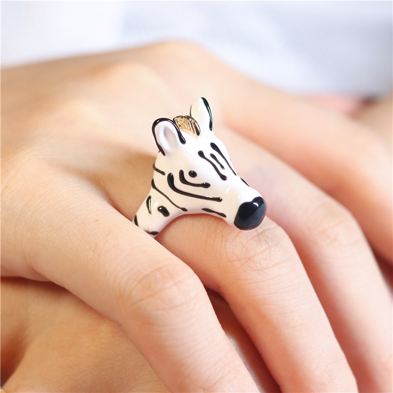 20g Weight Rings Classification 3 Pieces Set Quantity Daily Occasion Iron, Copper Material Zebra Pattern All Seasons Season Women's Gender Plating Design Cute, Simple Style Style Cute Simple Style Zebra Iron Copper Plating Women's Rings 13
