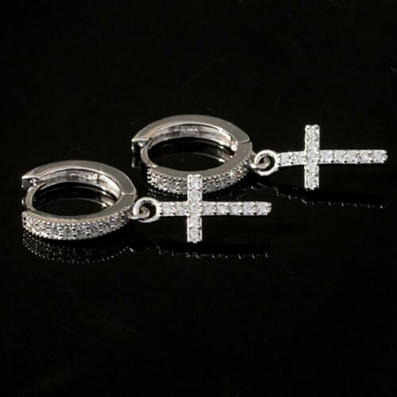 Classic Copper Inlaid Zircon  Cross Earrings Wholesale display picture 4