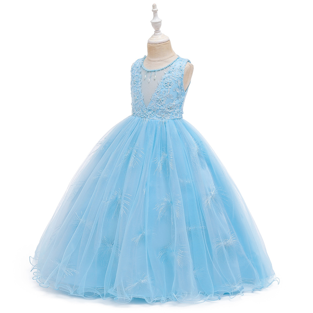 Robe De Princesse Enfants Robe Longue Mariage Fleur Fille Robe Gaze Pettiskirt Gros Nihaojewelry display picture 12