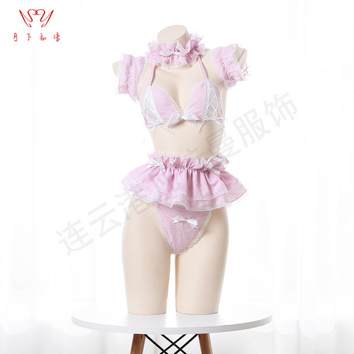 Cross-border distribution of new sexy lingerie, sexy three-point temptation, hollow sexy role, passionate maid role-playing uniform