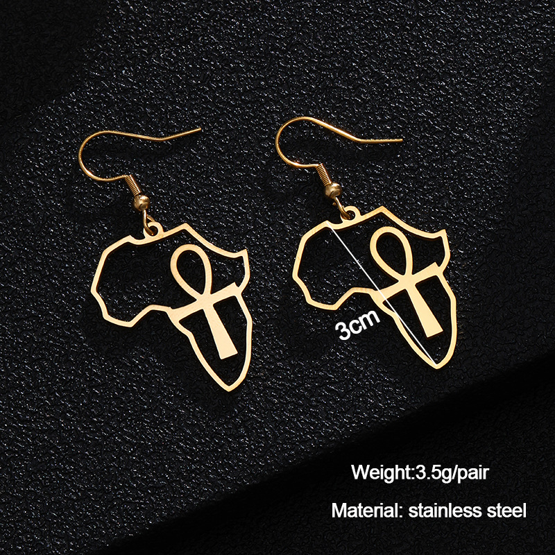 Simple Style Cross Map Plating Stainless Steel None 18K Gold Plated Earrings display picture 6