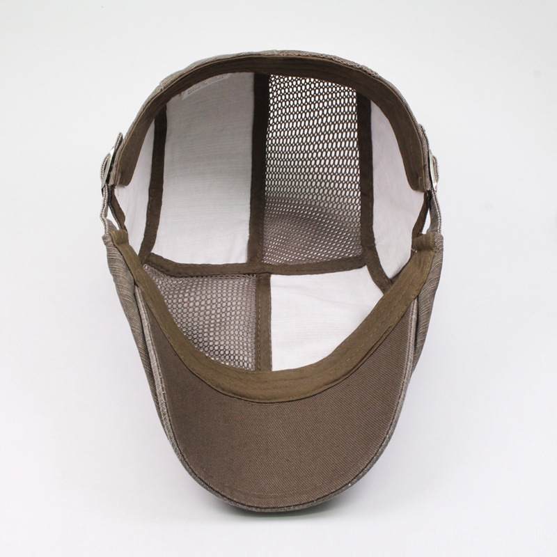 Mesh-Herren-Patchwork-Baskenmütze aus reiner Baumwolle, vielseitig einsetzbar, Entenschnabel, lässiger Sonnenschutz, Maler-Vorwärtshut_voghion.com