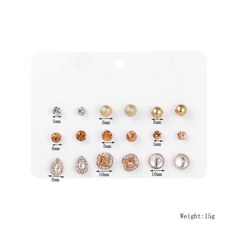 Geometric Plating Alloy Artificial Gemstones Earrings Ear Studs display picture 12