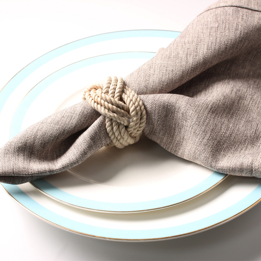 25g Weight Napkin ring Kitchen and drinking utensils 1 Set of 6 Quantity Indoor, Daily Occasion Hemp Rope Material Solid Color Pattern Casual Style Casual Solid Color Hemp Rope Napkin Ring 1 Set Of 6 无