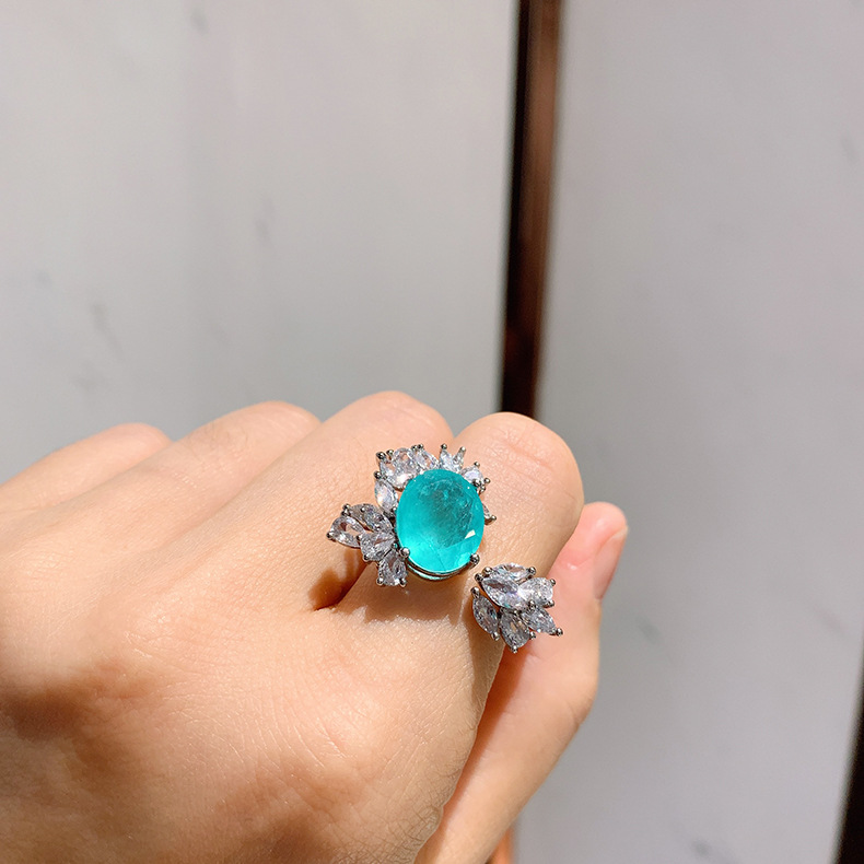 Luxurious Geometric Copper Plating Zircon Open Ring