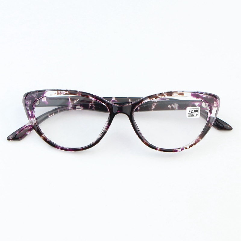 紫黄豹纹玳瑁色猫眼大框时尚阅读眼镜碎花工厂货源老花眼镜女款|ms