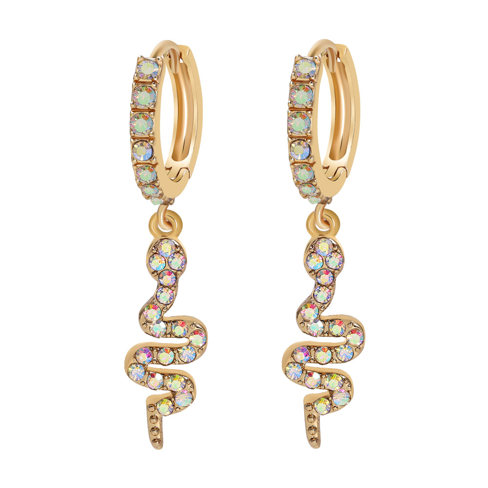 Hot-selling Copper Electroplating Single Row Zircon Serpentine Earrings display picture 3