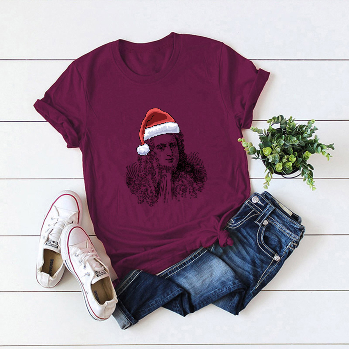 Christmas portrait short-sleeved t-shirt NSSN11934