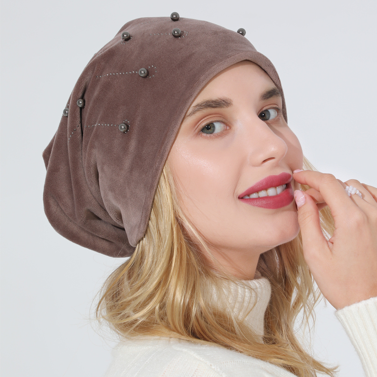 Damen Moonlight Hut Für Herbst Winter Samt Mit Strassbesatz_voghion.com