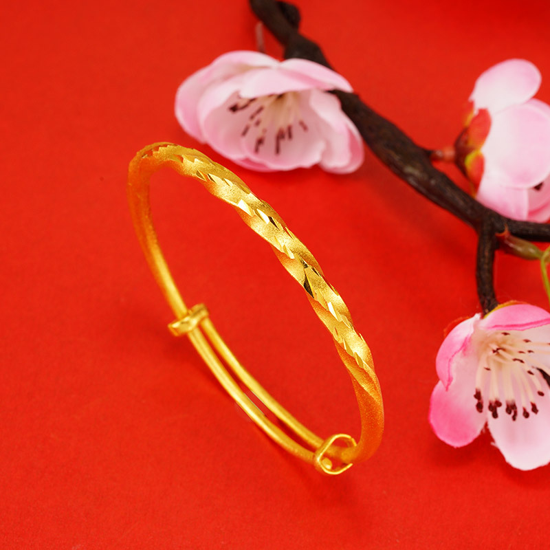 Exquisita imitación 24K oro torcedura lluvia de meteoros pulsera joyería de la boda viento étnico arena oro redondo vientre Push-Pull pulsera