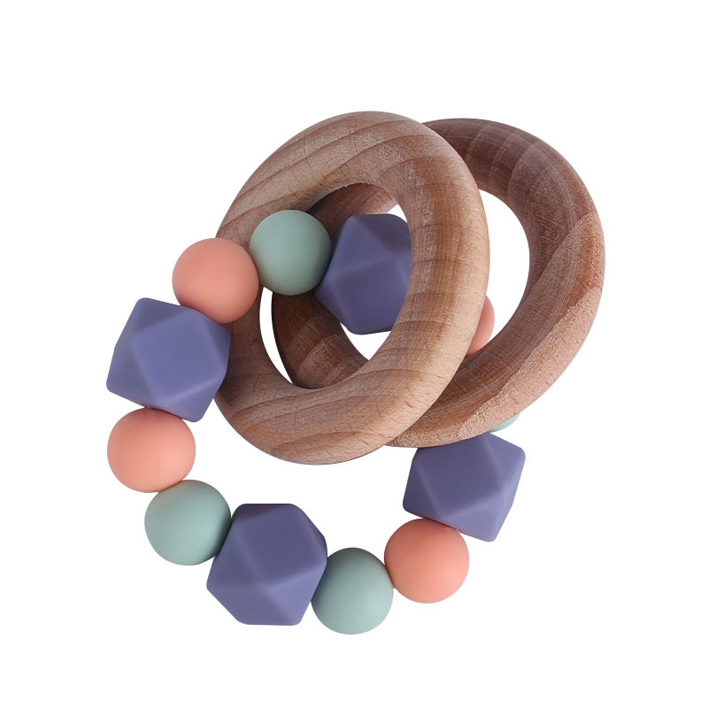 Bebé creativo Beech anillo juguete nuevo octogonal silicona teether pulsera infantil formación teether palo