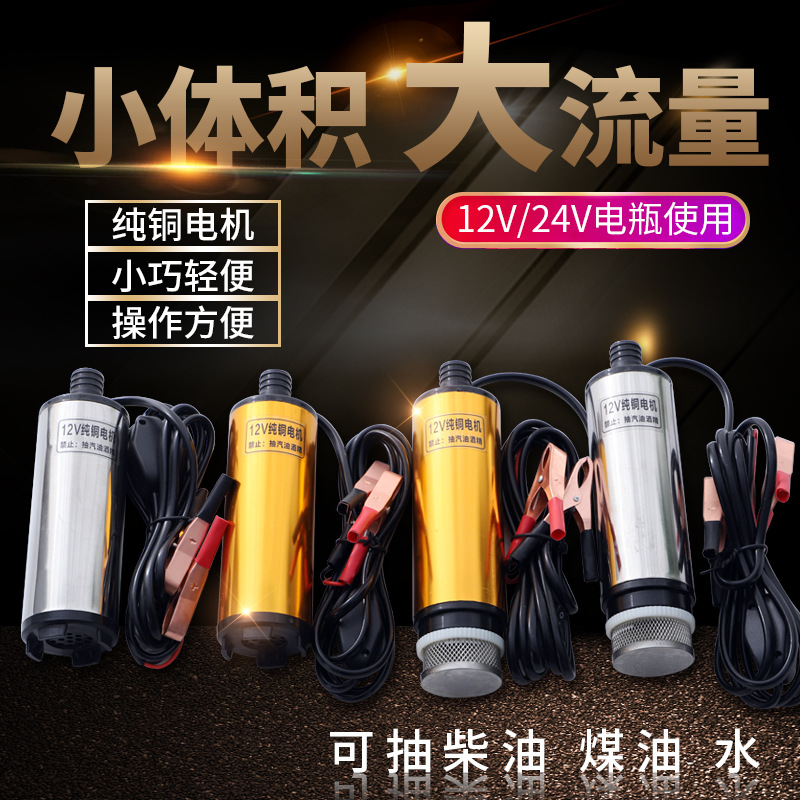 12V24V电动抽油泵抽柴油抽水泵小型抽水器直流潜水泵便携式加油机|ms