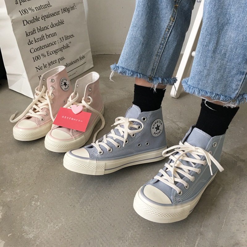 Vilenjasto ružičaste visoke platnene cipele za žene iz 1970-ih, korejska verzija, ULZANG studentske svestrane visoke cipele za boarding_voghion.com