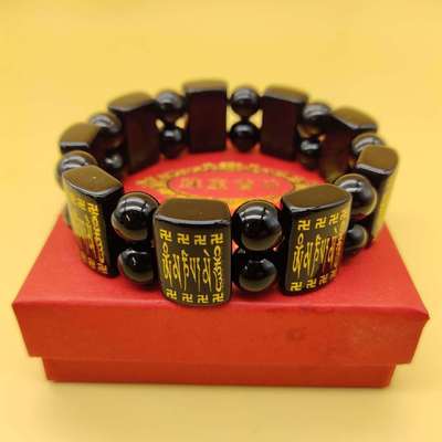Manufactor Direct selling Obsidian Bracelet Mantra Hand man Ethnic style Hand string Buddhism Jewelry wholesale