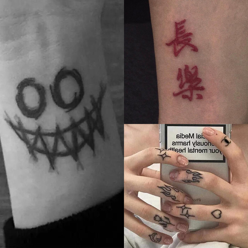 Online celebrity X 330000 holy festival Dark clown black and white grimace smiley face realistic Changle tattoo stickers in stock