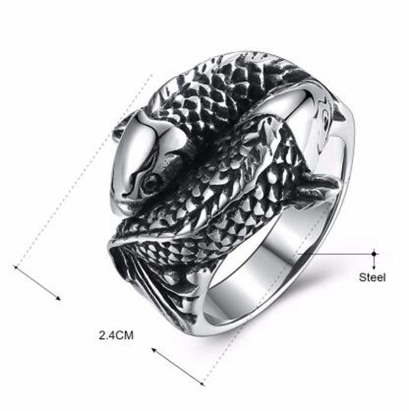 Anello da uomo alla moda in lega, a doppia forma di pesce, stile punk, gioiello da uomo_voghion.com