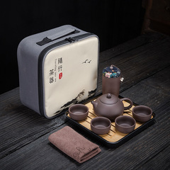 Factory Direct Sale Ceramic Tea Set Travel Portable Zisha Teapot with Four Cups Tea Set Gongfu Gift Custom LOGO