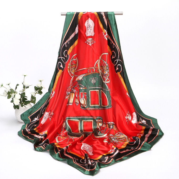 Pañuelo de satén estampado para mujer pañuelo cuadrado de seda_voghion.com