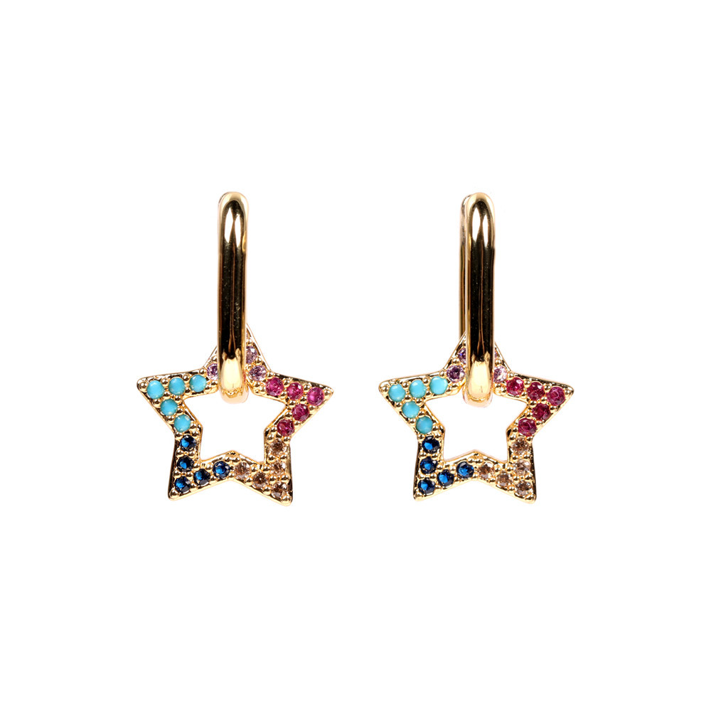 Fashion Star Inlaid Zircon Necklace Geometric Earrings display picture 12