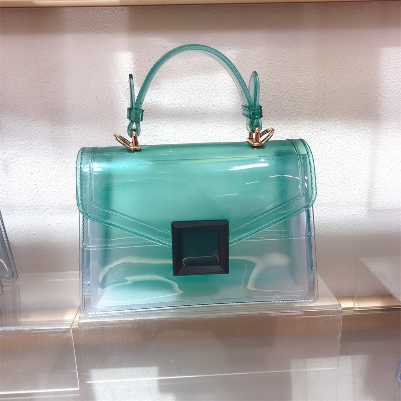 Clearance jelly bag, transparent pvc women's bag, gradient color small square bag, handbag, single-shoulder crossbody women's bag in stock undefined
