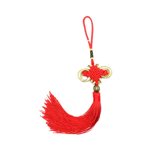 Factory Direct Sale Enchanting Gold-Edge 8-Prong Chinese Knot Beaded Strap with Tassels - Chinese Style Gift for Export to Foreigners