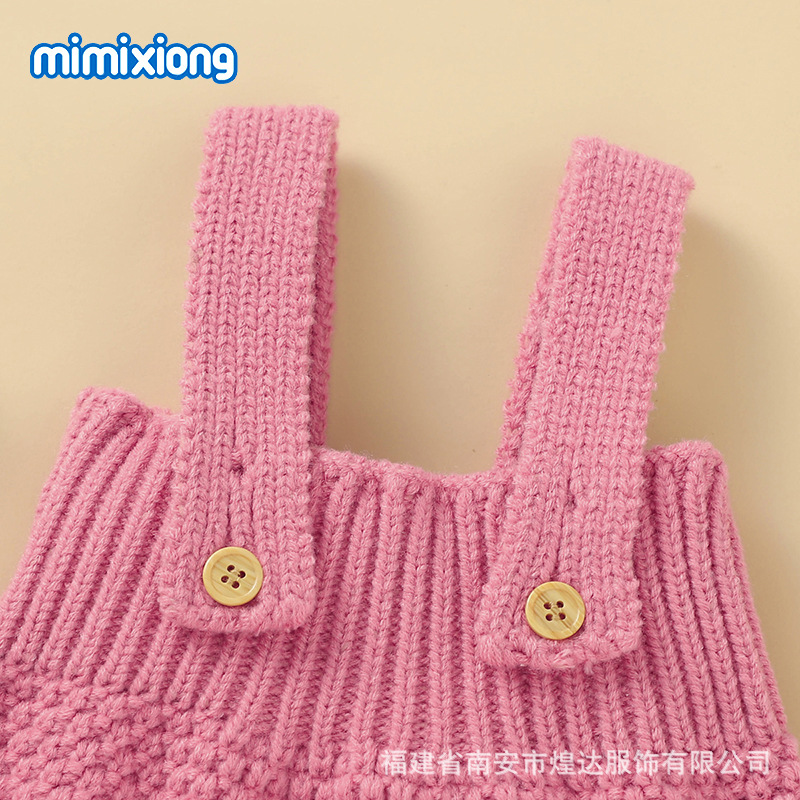 ins热卖秋季新款婴幼儿纯色简约背带连体裤