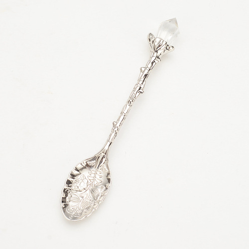 Antique carved crystal head pattern alloy leaf spoon Nordic creative coffee ice cream spoon