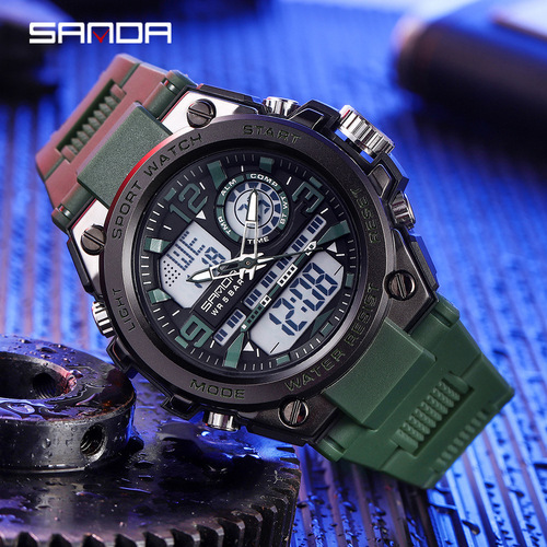 Sanda Fashion Trend 6024 Outdoor Sports Shockproof Watch for Boys and Girls Multifunctional Waterproof and Luminous Electronic Watch
