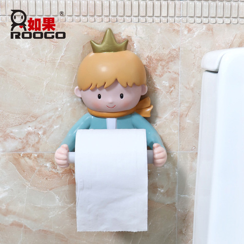 Cartoon little prince toilet paper roll toilet paper towel box toilet paper towel storage rack vinyl creative punch-free hanging rack