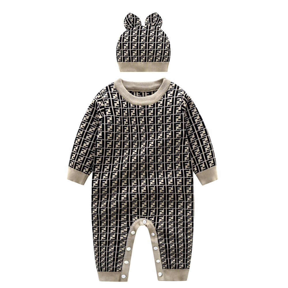 Net red male baby romper knitted clothes...