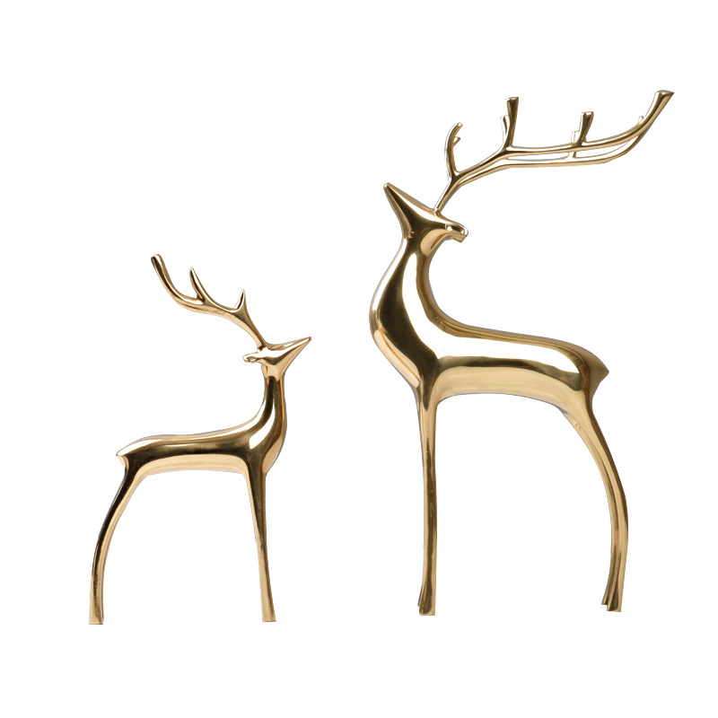 Simple pure copper deer decoration Ameri...