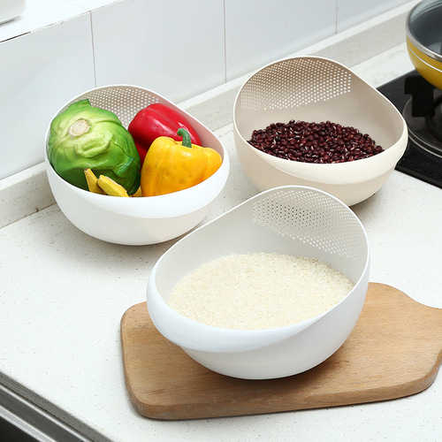 Japanese rice scoop plastic kitchen vegetable basket living room household rice bowl fruit plate kitchen drain basket rice washing sieve