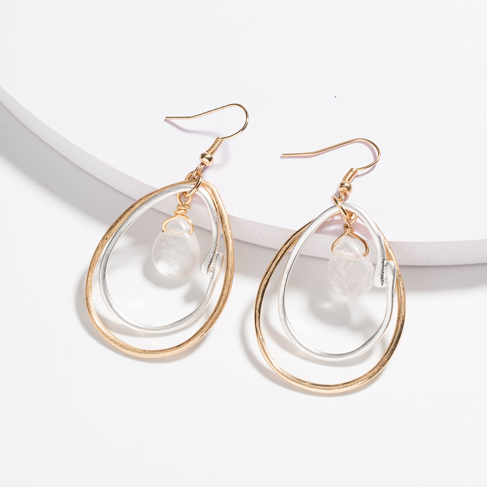 Simple Irregular Natural Stone Earrings display picture 2