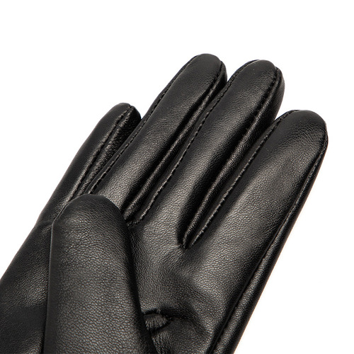 Autumn and winter women's genuine leather gloves, windproof and warm goatskin gloves, European and American driving and riding velvet extended gloves