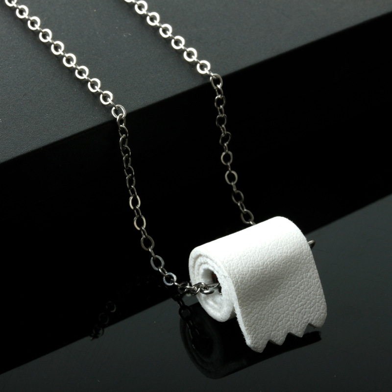 New Fashion Toilet Roll Paper Necklace Toilet Paper Earring Set Wholesale display picture 3