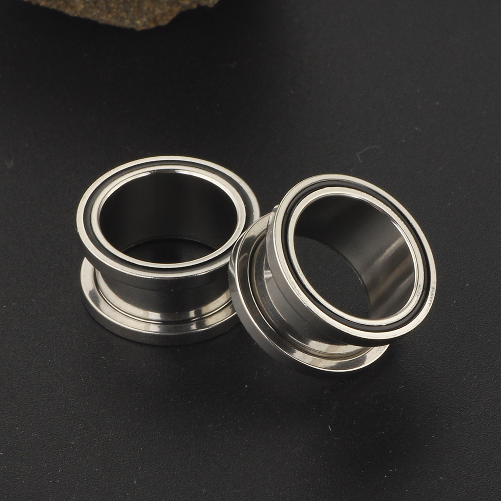 Cross-border Stainless Steel Auricle Expander Piercing Jewelry Drop PLUG TUNNELS 16mm Black detail image 7