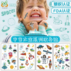 Space Tattoo Sticker Cross-border Creative Children's Mini Universe Astronaut Disposable Temporary Sticker Interstellar Tattoo Sticker