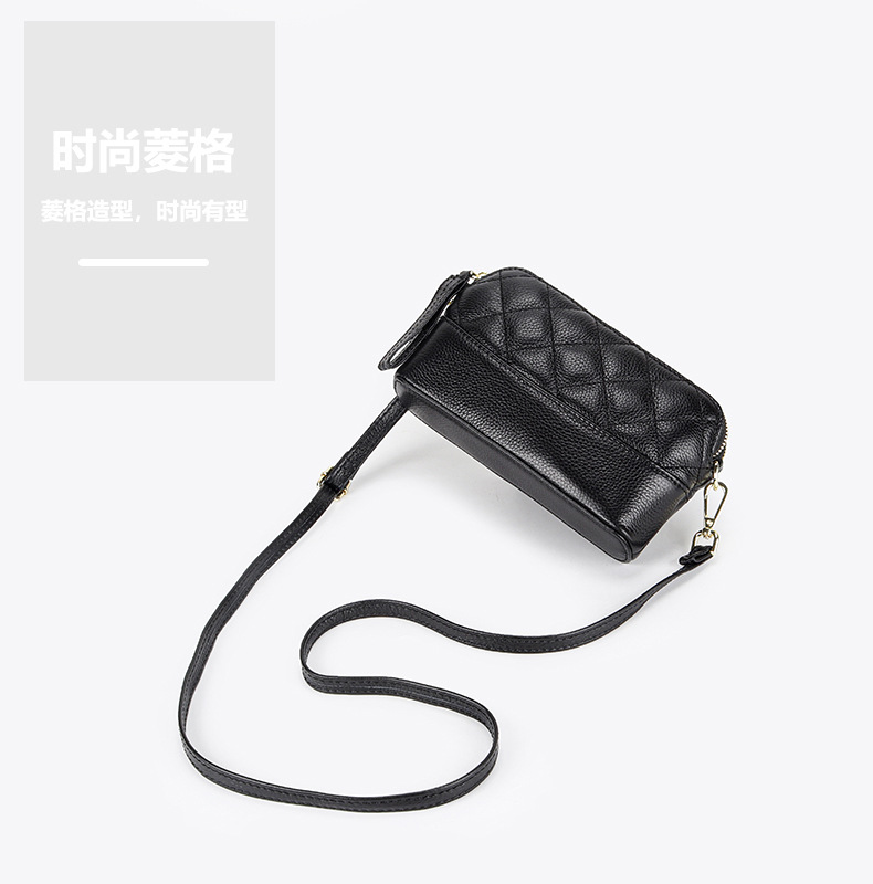 New Soft Leather Handbags Fashion Rhombus Cowhide Shoulder Messenger Bag display picture 4