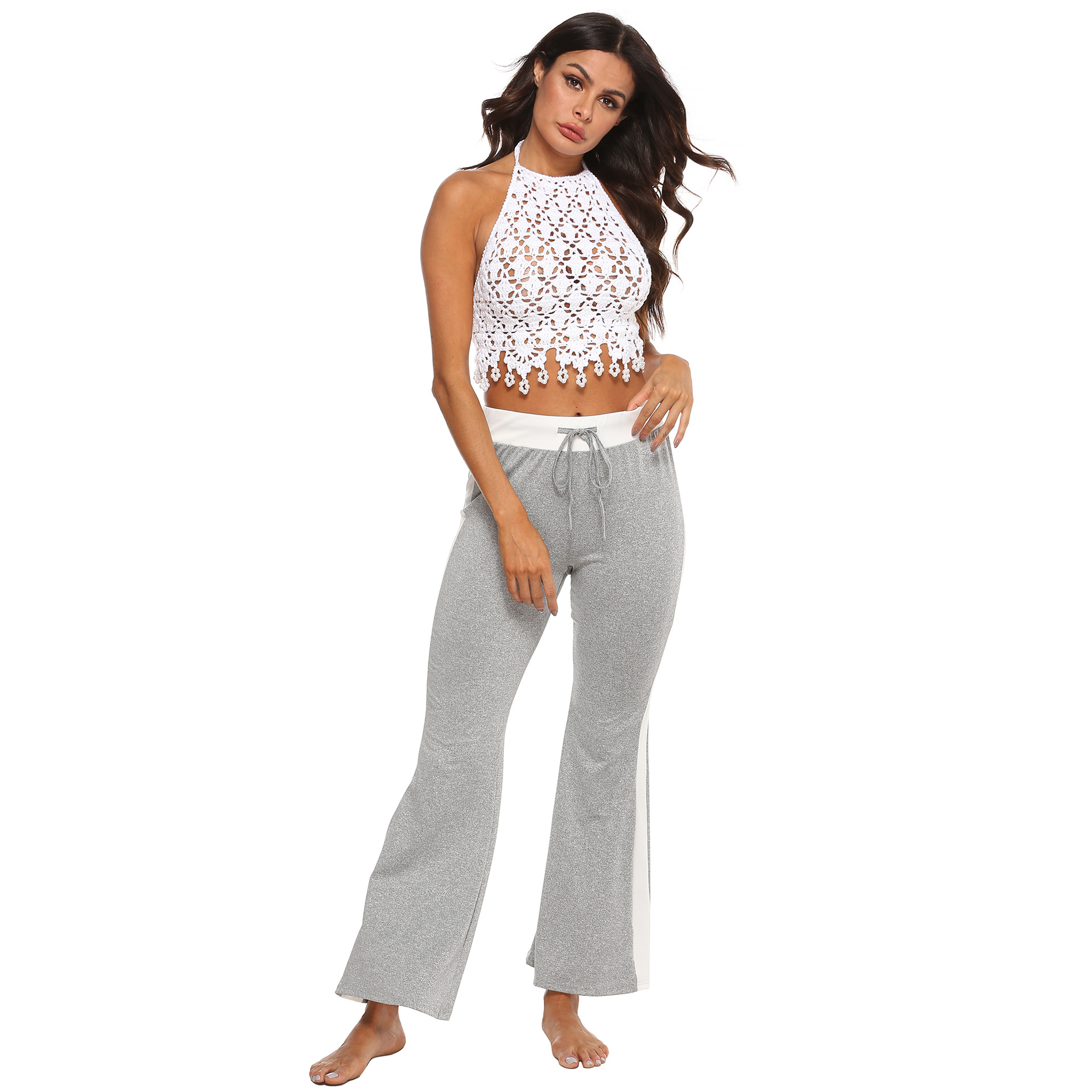 Lace-Up Wide-Leg Sweatpants NSOY28461