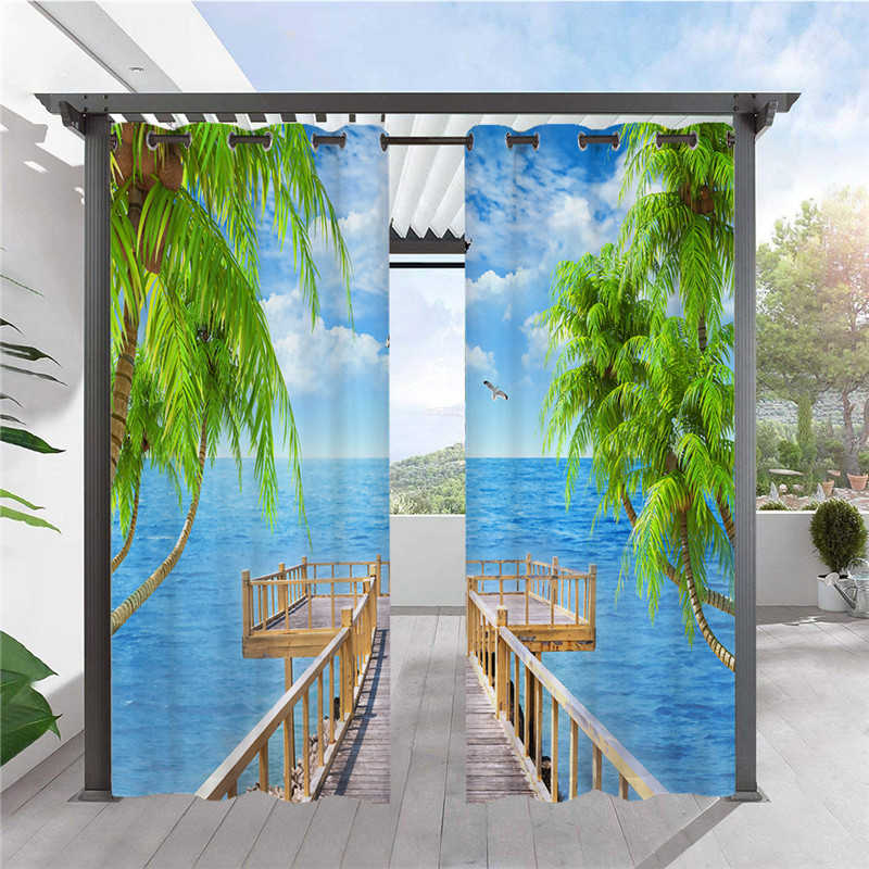 室外防水3D海景系列数码印花遮光布艺窗帘外贸克重轻个性来图-阿里巴巴