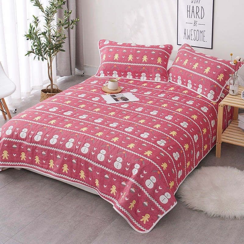 纯棉六层纱布软凉席床单枕巾双面提花包边四季通用舒适一件代发