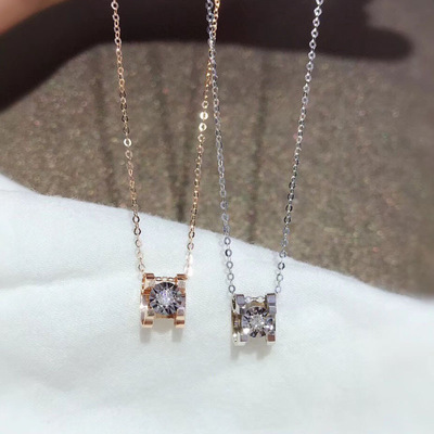 18k真金真鑽天然南非鑽石牛頭項鏈鑽石鎖骨鏈女式支持複檢免運費