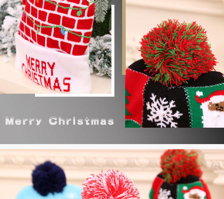 New  Knitted Woolen Colorful Luminous Knitted  Christmas Hat display picture 7