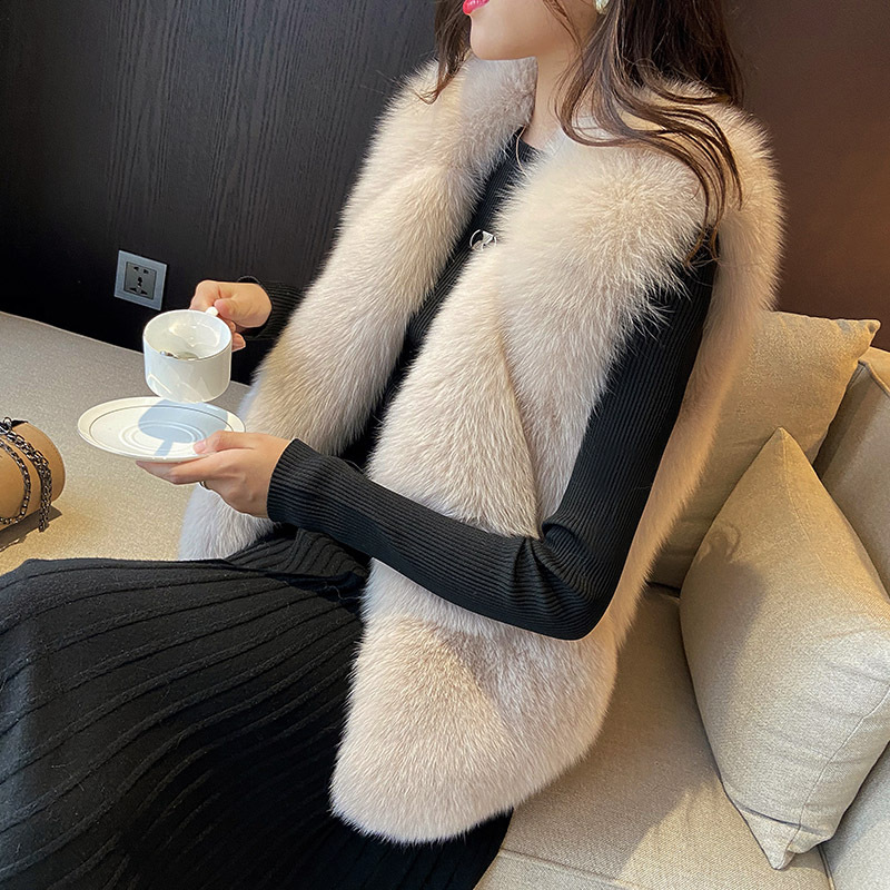 wish ebay跨境皮草秋冬仿皮草马甲女短款欧美背心坎肩狐狸毛