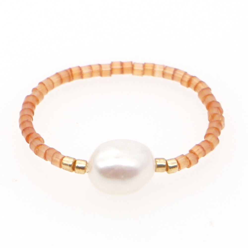 Niche  Freshwater Rice Beads Handmade Pearl Ring display picture 7