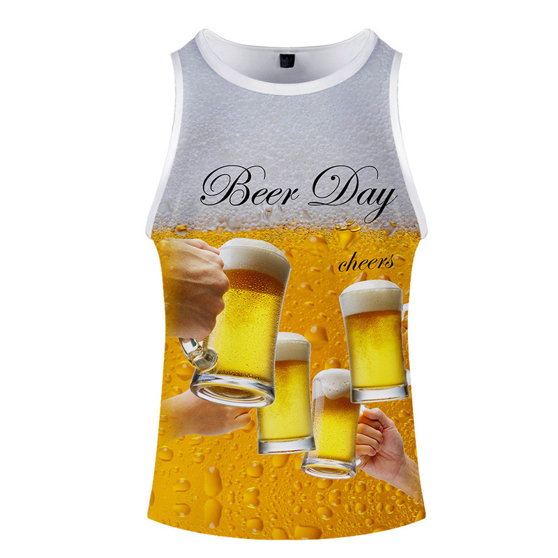 Factory Direct Beer Day Beer festival carnival bubble Beer 3D digital printing vest vest vest summer